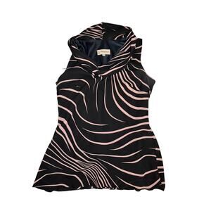 Vintage Marca Tres Y2K Black & Pink Cowl Neck Top – Size‎ 34